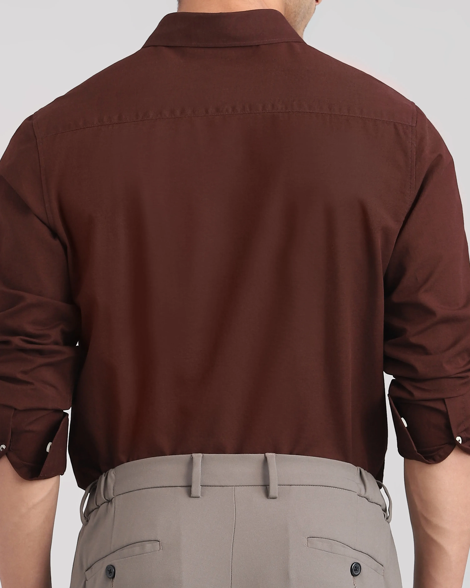 Leisure Simple Daily Slim-Fit Breathable Maroon Shirt