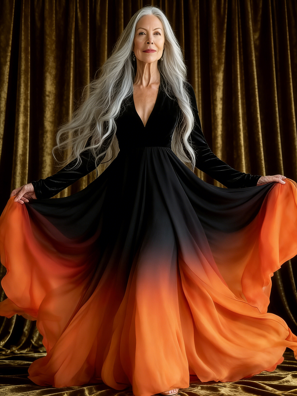 Embroidered Retro Loose Embroidered Printed Contrast Color Dress7189