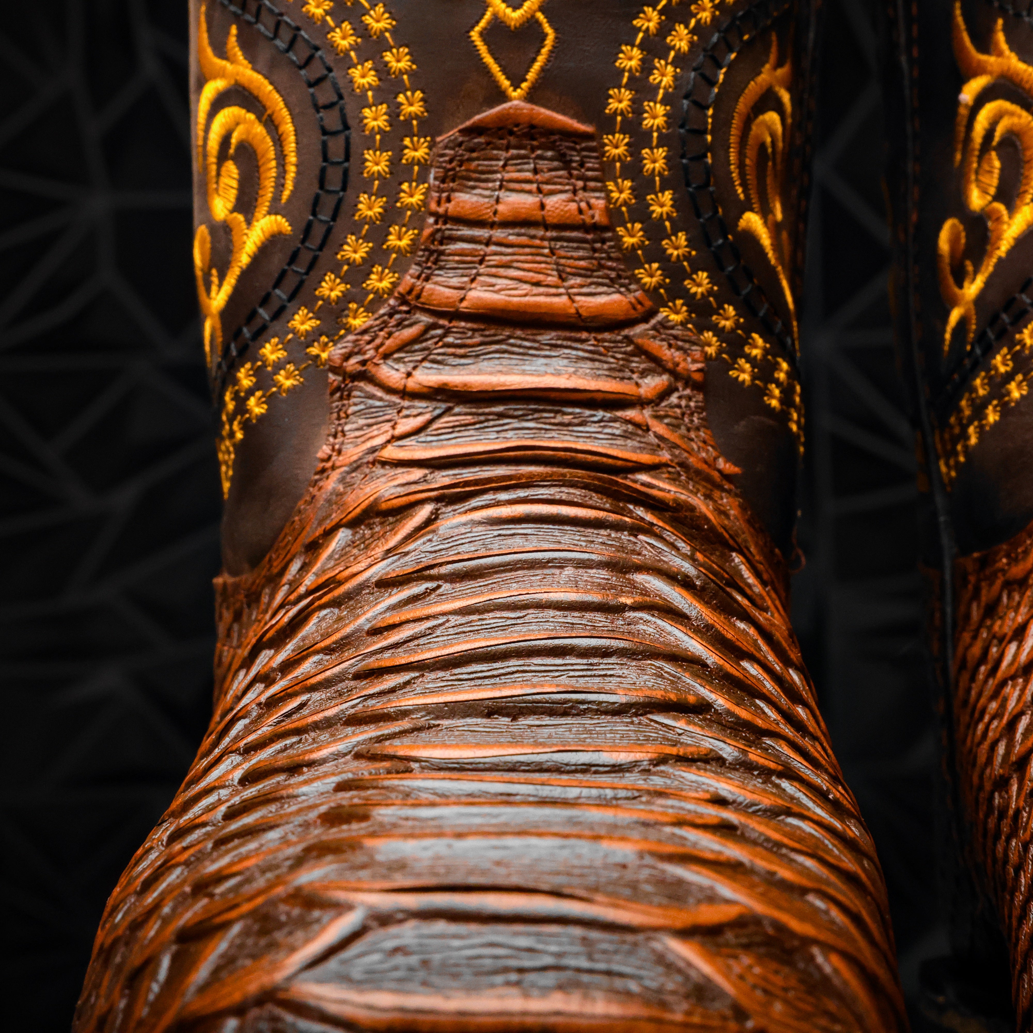 Cognac Jumbo Python Leather Boots With 3D Lightweight Sole - Composite Toe