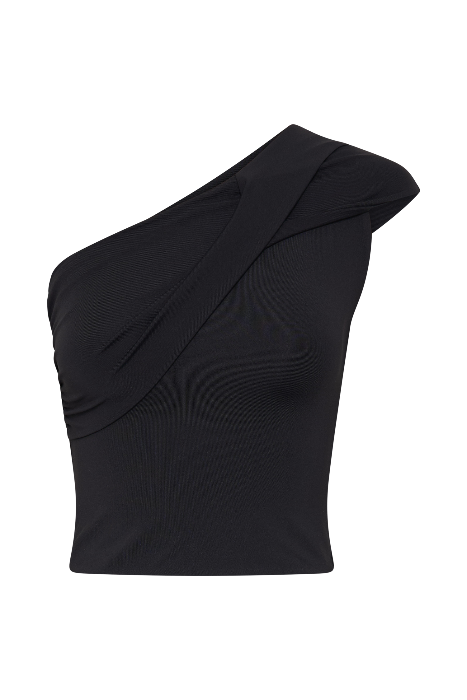 Black One Shoulder Recycled Nylon Twist Top
