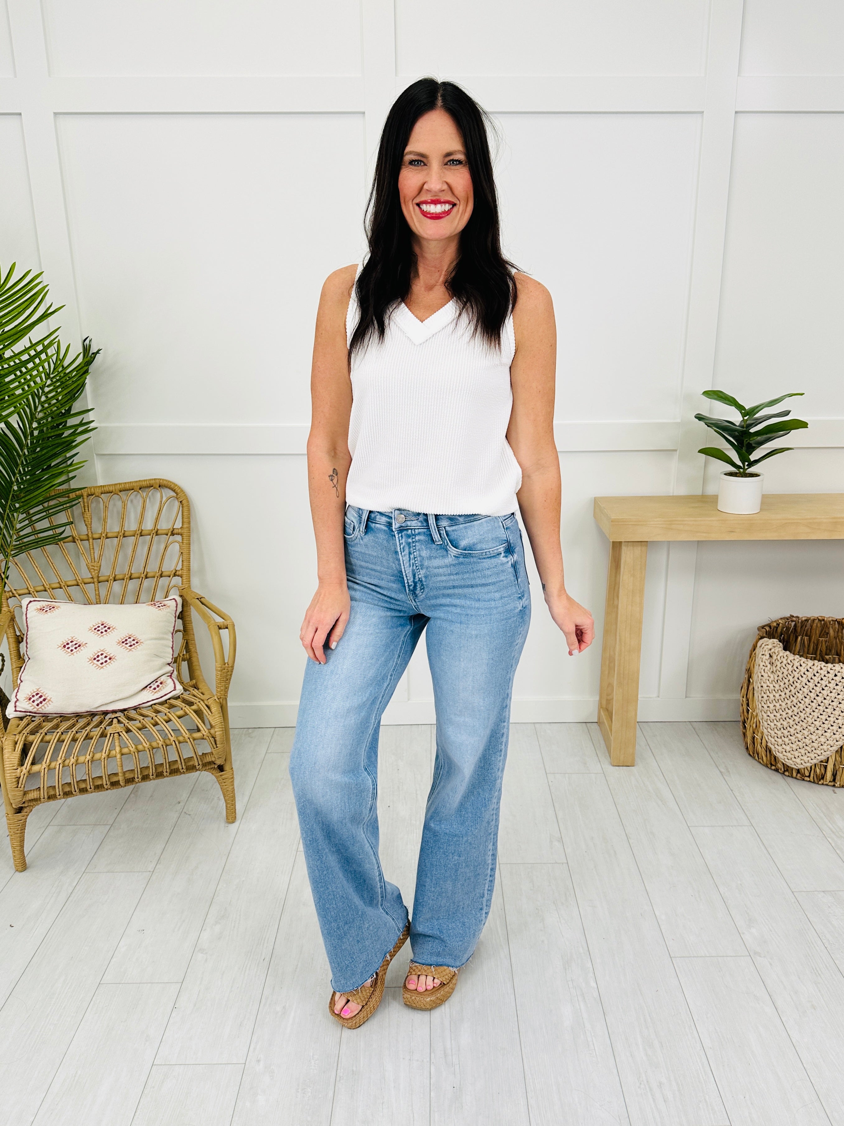 Dream of Me Tummy Control Slim Wide Leg Jeans