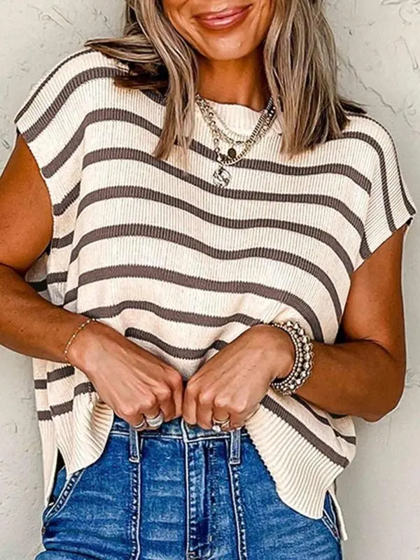 ​​Women's Striped Crew Neck Pullover (Just $3 Each!)