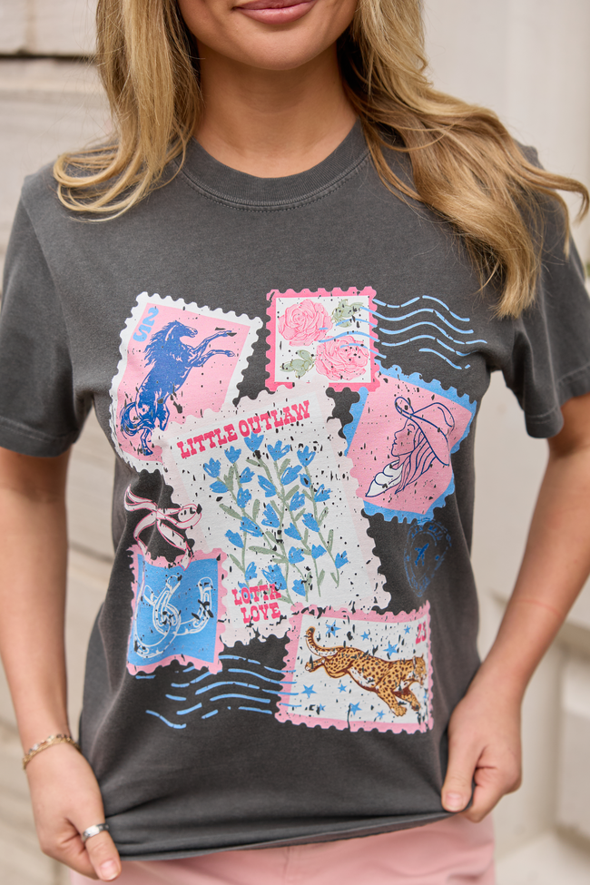 Outlaw Stamp Collection Dark Grey Graphic Tee