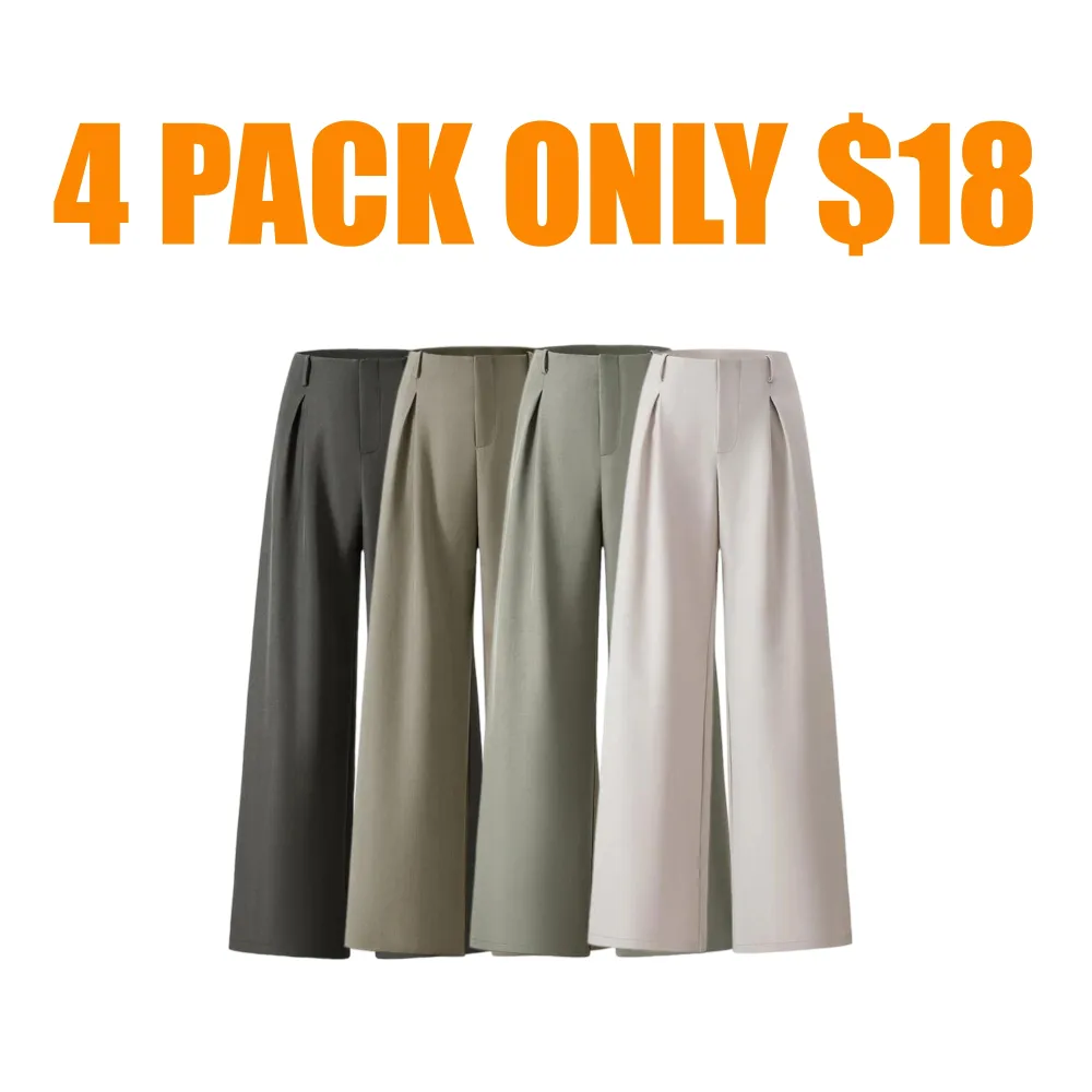 Women's Solid Color Plicated Pocket Wide Leg Pants
