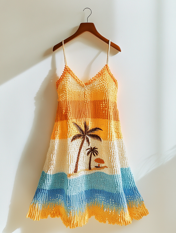 Knitted Summer Fashion Knitted Suspender Hollow Dress  c9a1
