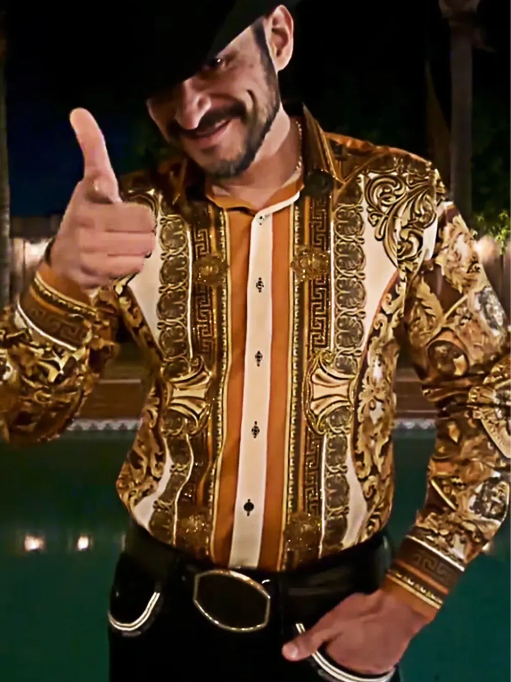 Men'S Shiny Rhinestone Pattern Shirt