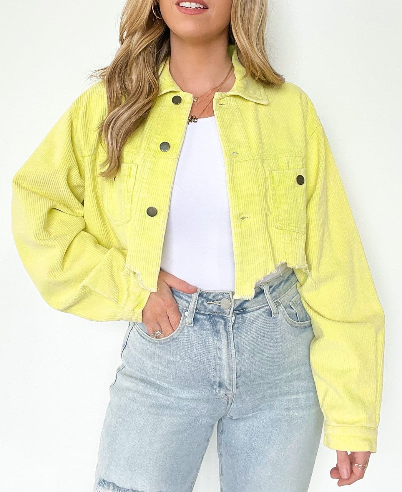 Perfect Promise Cropped Distressed Corduroy Jacket