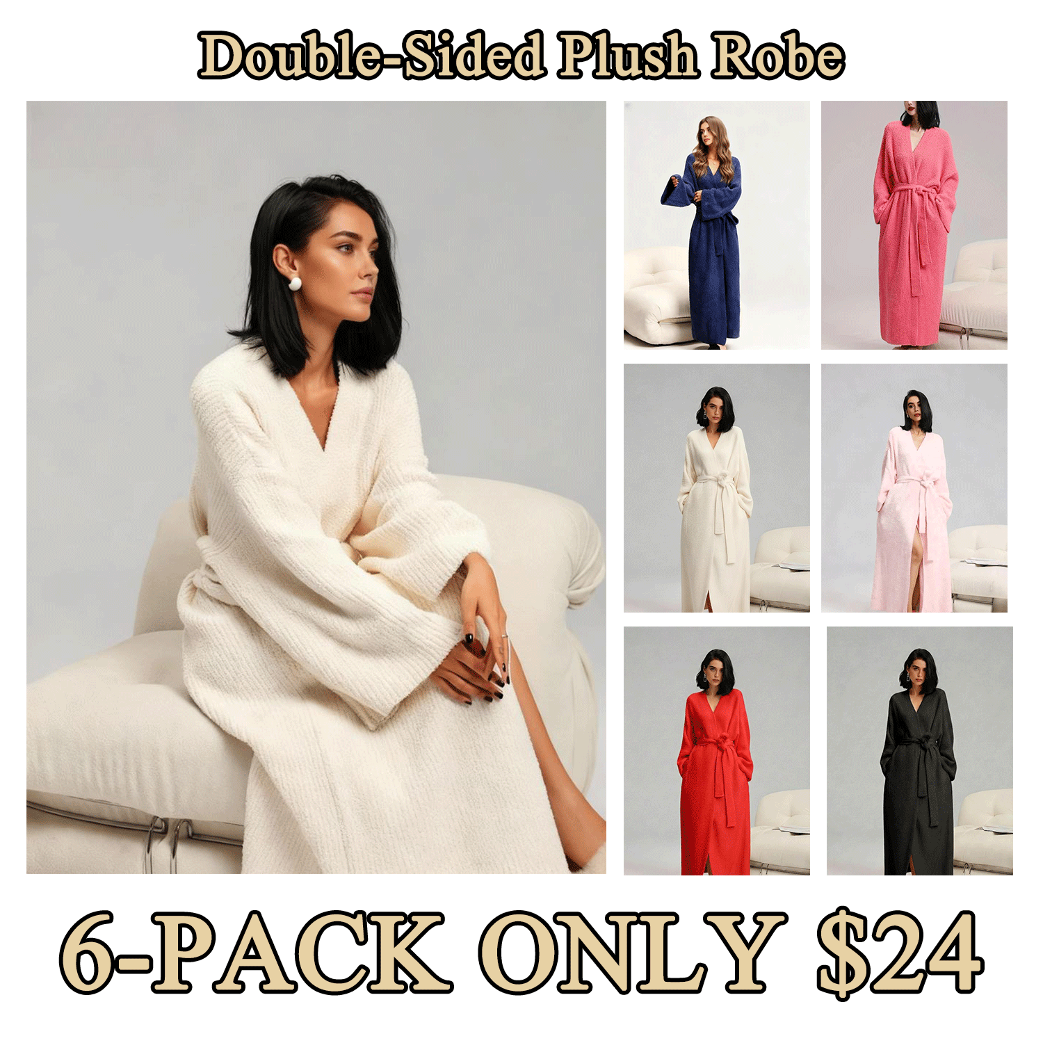 Women’s Plush Long Robe – Heavyweight Warm Flannel Lounge Robe with Tie Belt