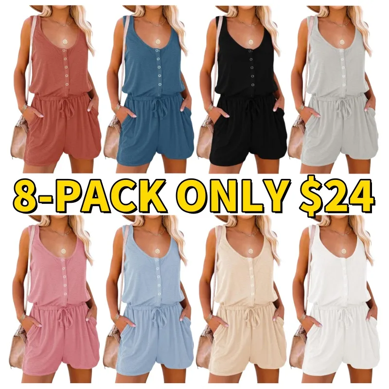 Women's Summer Casual Shorts Jumpsuit With Pockets (Just $3 Each!)