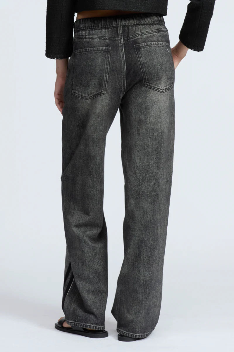 Womens Wash Vertical Pattern Casual Sweatpant Jean