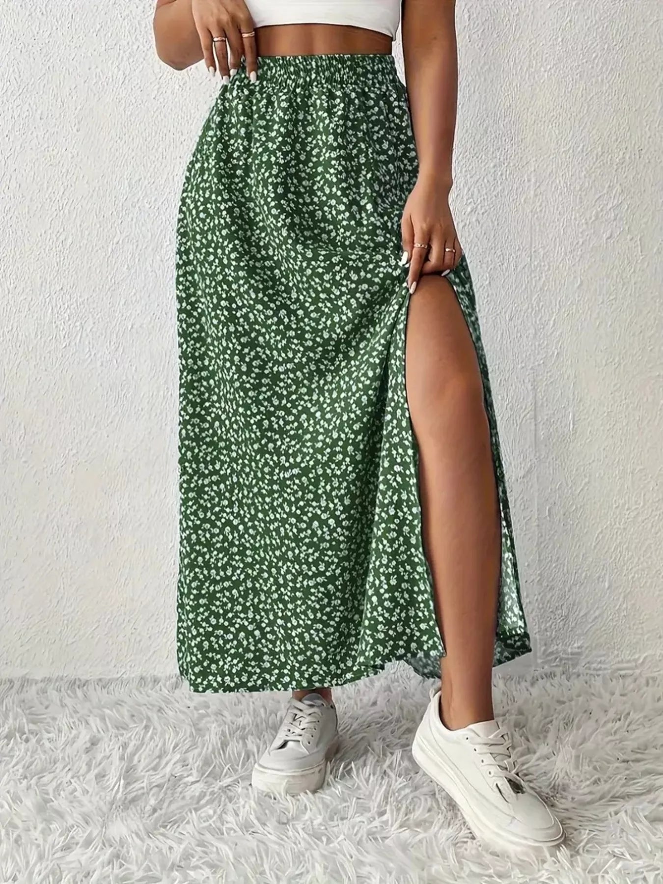 Slit Printed Skirt