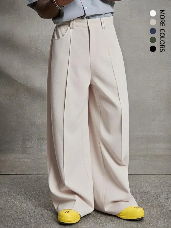 Casual Wide Leg Pants, Versatile Striped Loose Fit Straight Leg Trousers