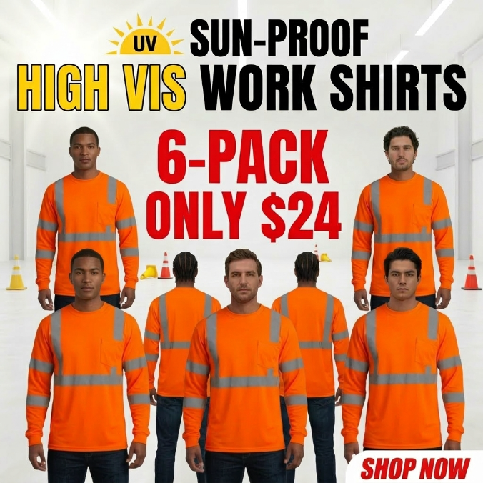 Hi-Vis Long Sleeve Safety Shirt with Reflective Tape (Breathable Mesh, Class 3 Style)