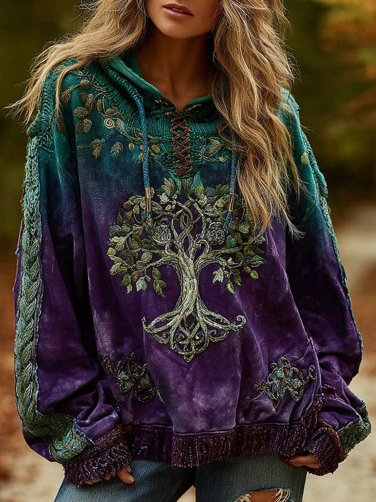 Women's Viking Celtic Knot Tree Of Life Comfort Warm Hoodie