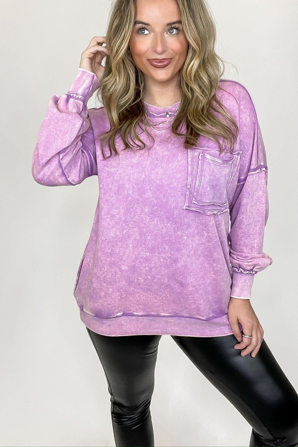 Vintage Acid Wash Raw Edge Pullover