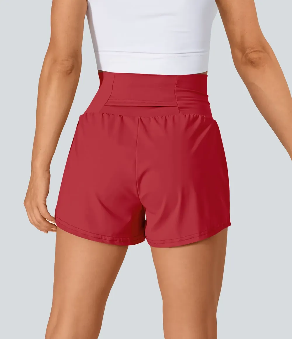 Super High Waisted Back Pocket & Side Hidden Pocket 2-in-1 Yoga Shorts