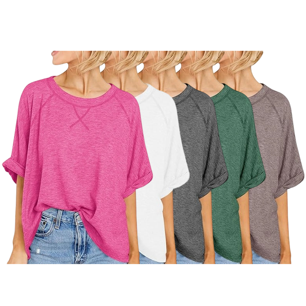 Womens Oversized Tshirts Casual Summer Tops Short Sleeve Loose Fit Tunic T Shirts