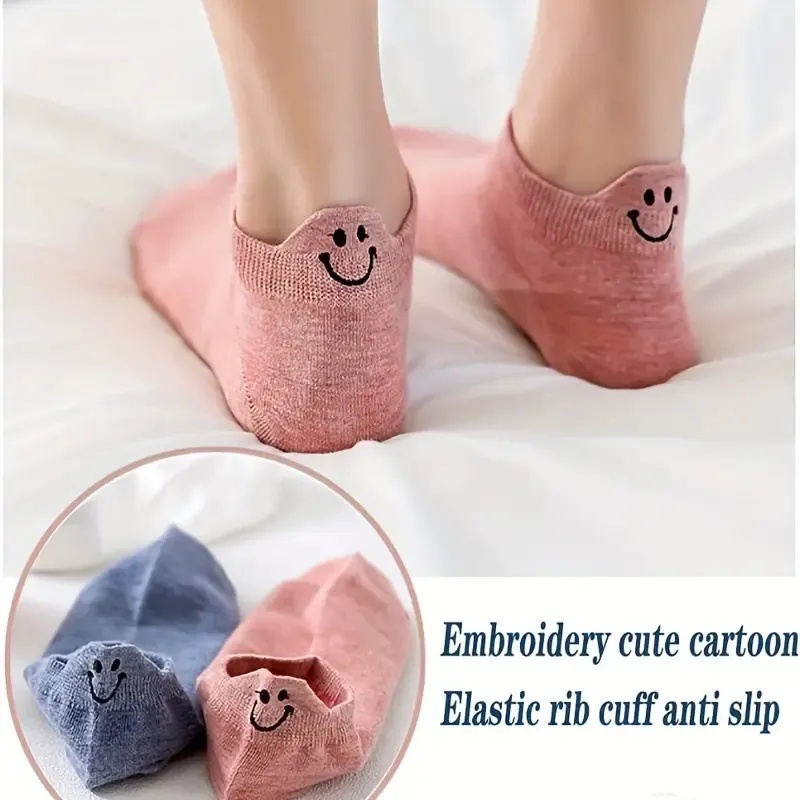 Kawaii Women's Embroidered Ankle Socks 10 Pairs Cotton Ruffled Edge Breathable Soft Stretchy Low Cut Pastel Colors for Casual Lightweight Aesthetic Maternity Bridal Womenswear Outfits Feminine