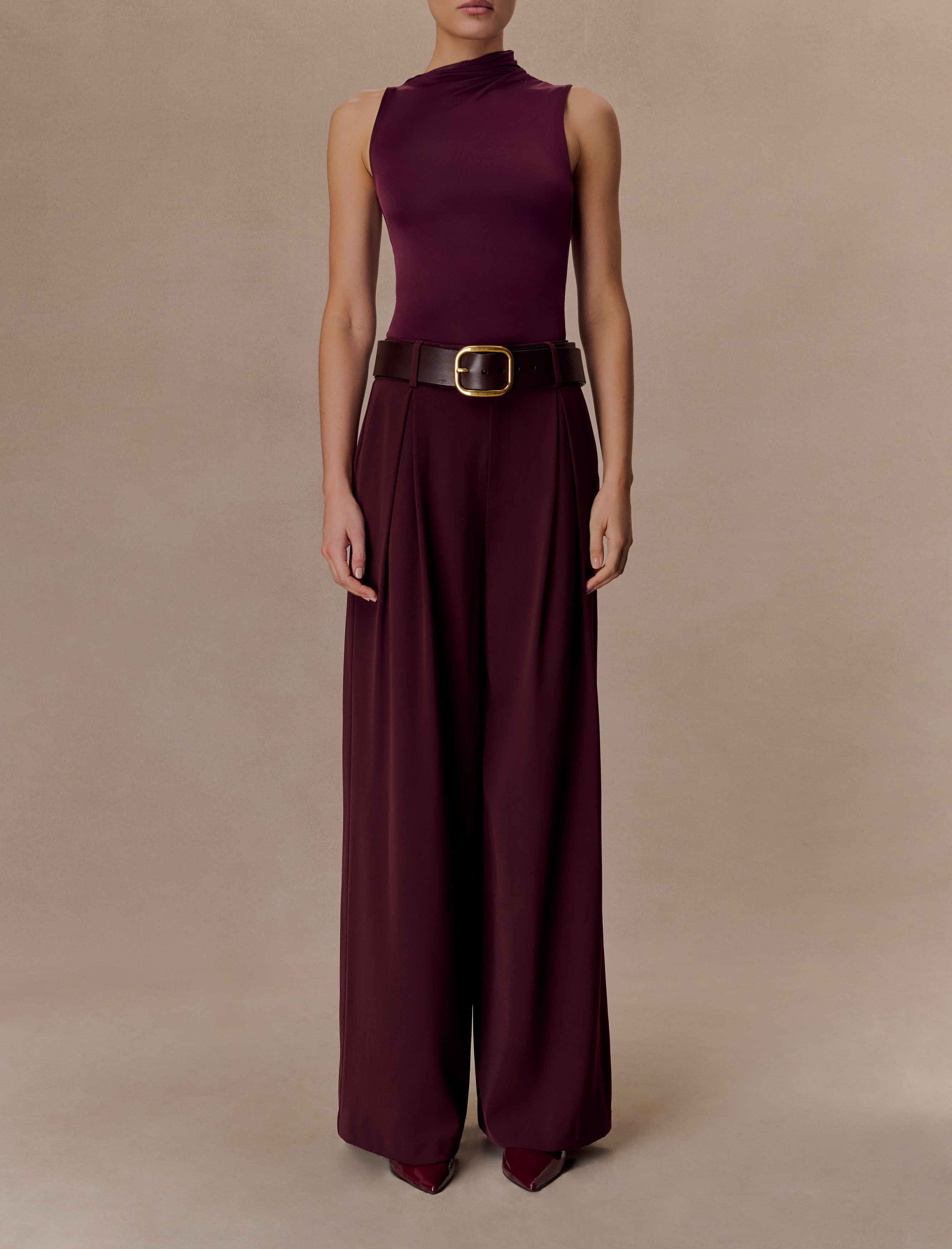 Burgundy Sleeveless Slinky Top