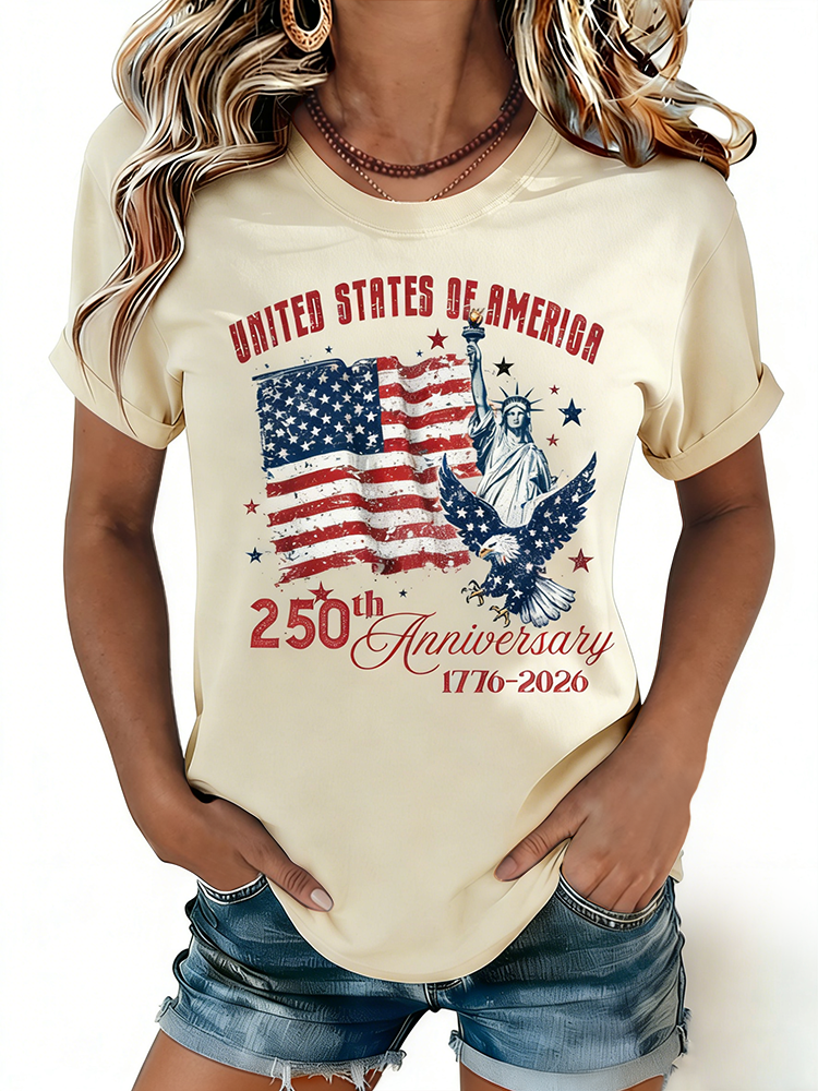 USA 250th Anniversary Statue Of Liberty Eagle Vintage Patriotic Tee