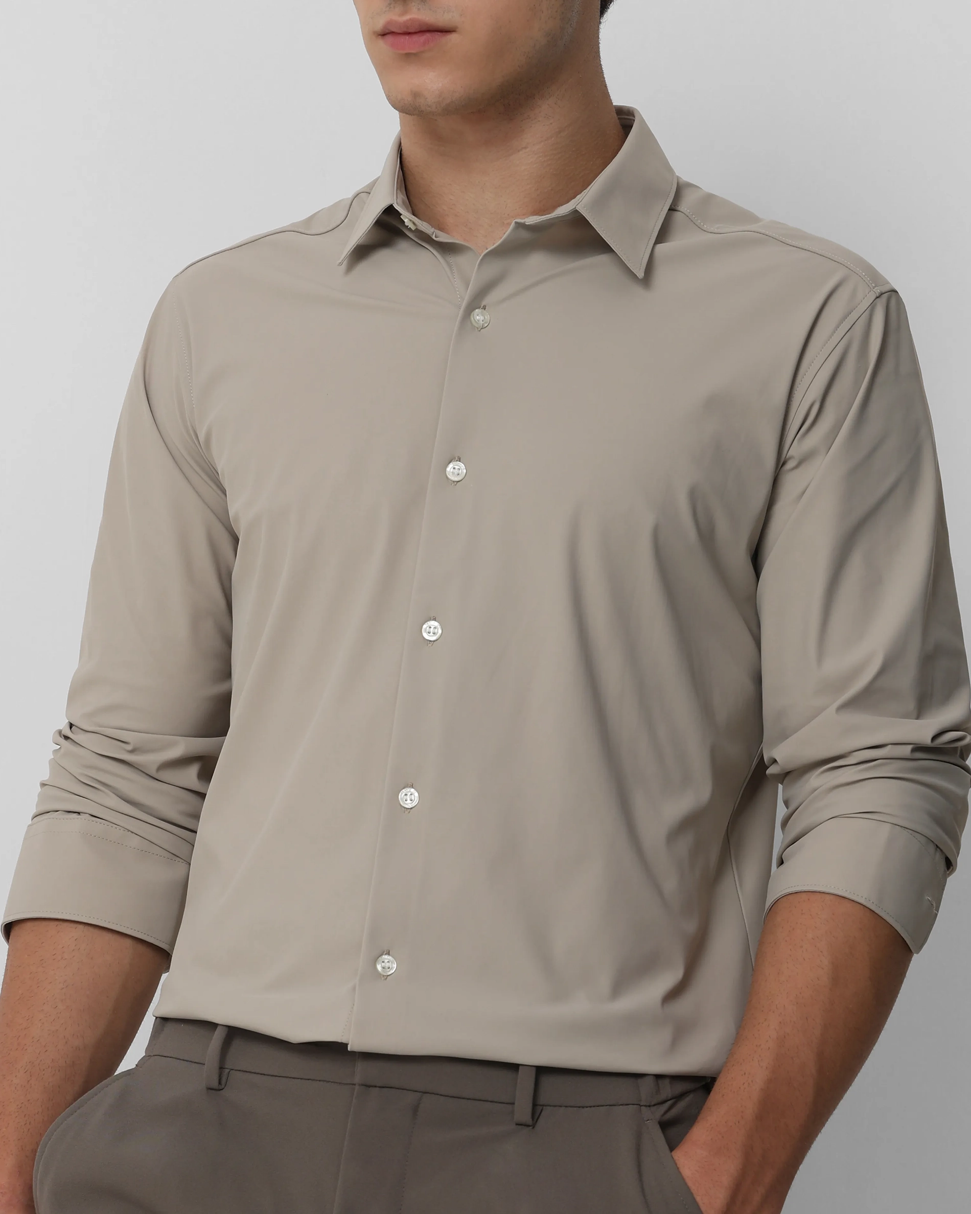 Leisure Soft And Comfortable Slim-Fit Stone Shirt