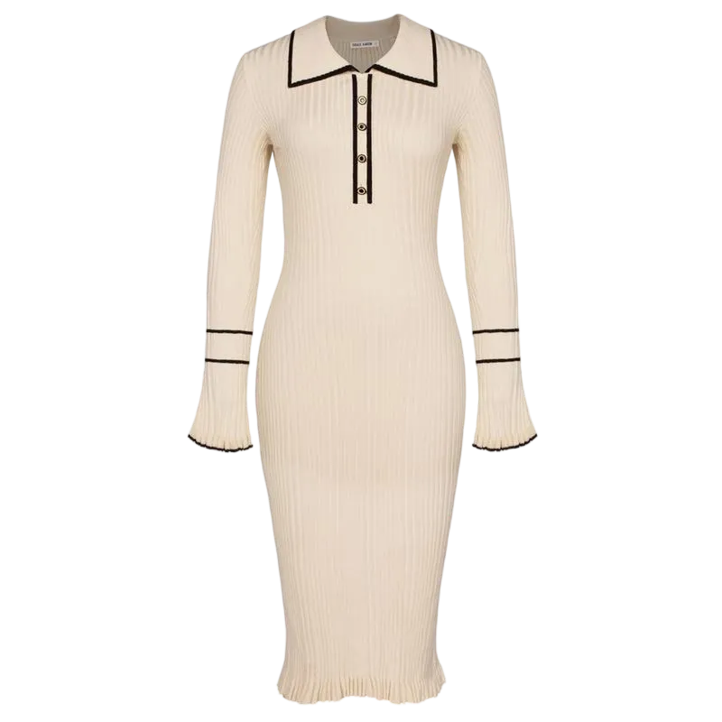 Women Ribbed Sweater Dress Long Sleeve