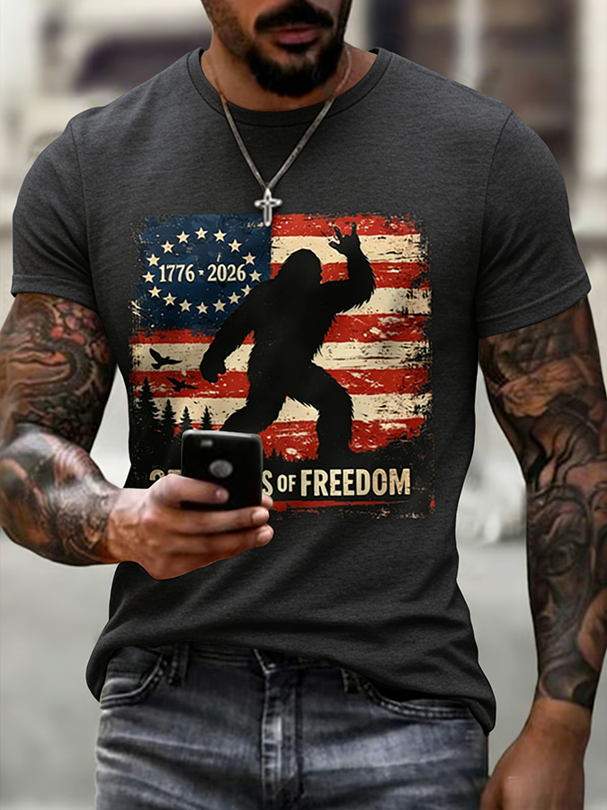 Men'S Casual American Founding Celebration Personalized Printed Round Neck T-Shirt