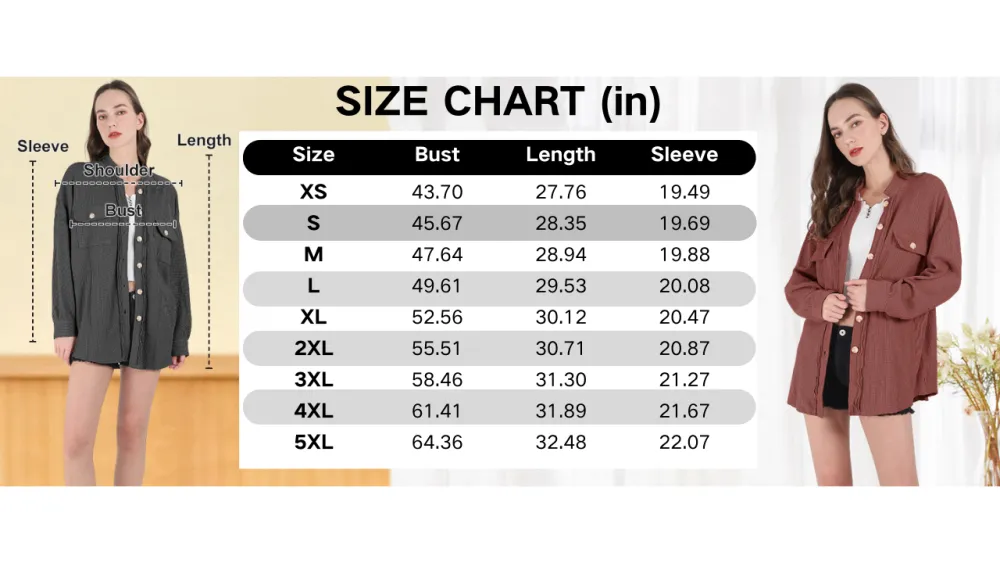 Women's Loose Fit Batwing Sleeve Waffle Knit Button Down Shirt Shacket Tops