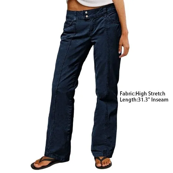 Mid Rise Straight Leg Butt Hugging Pants Women's Stretchy Fabric Multicolor Flattering