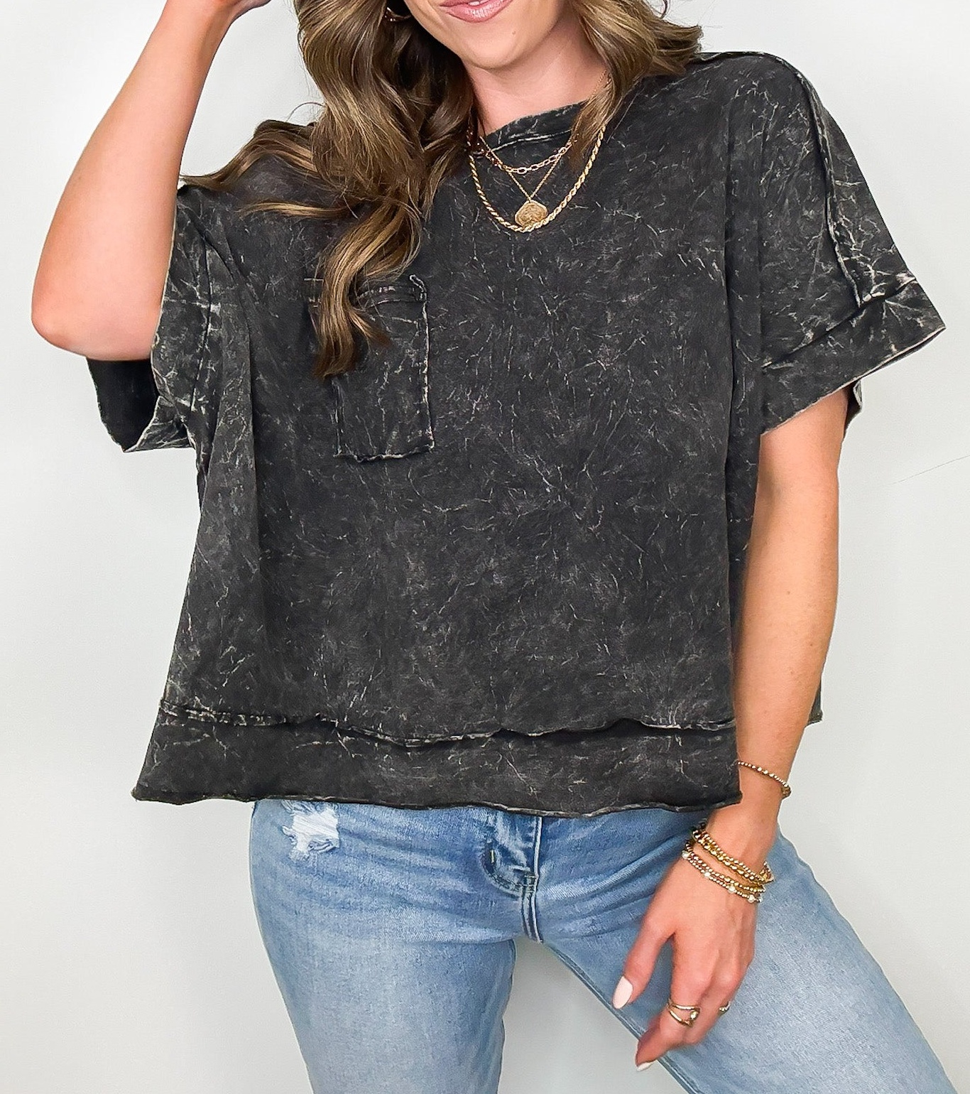 Vivid Aura Mineral Wash Oversized Tee