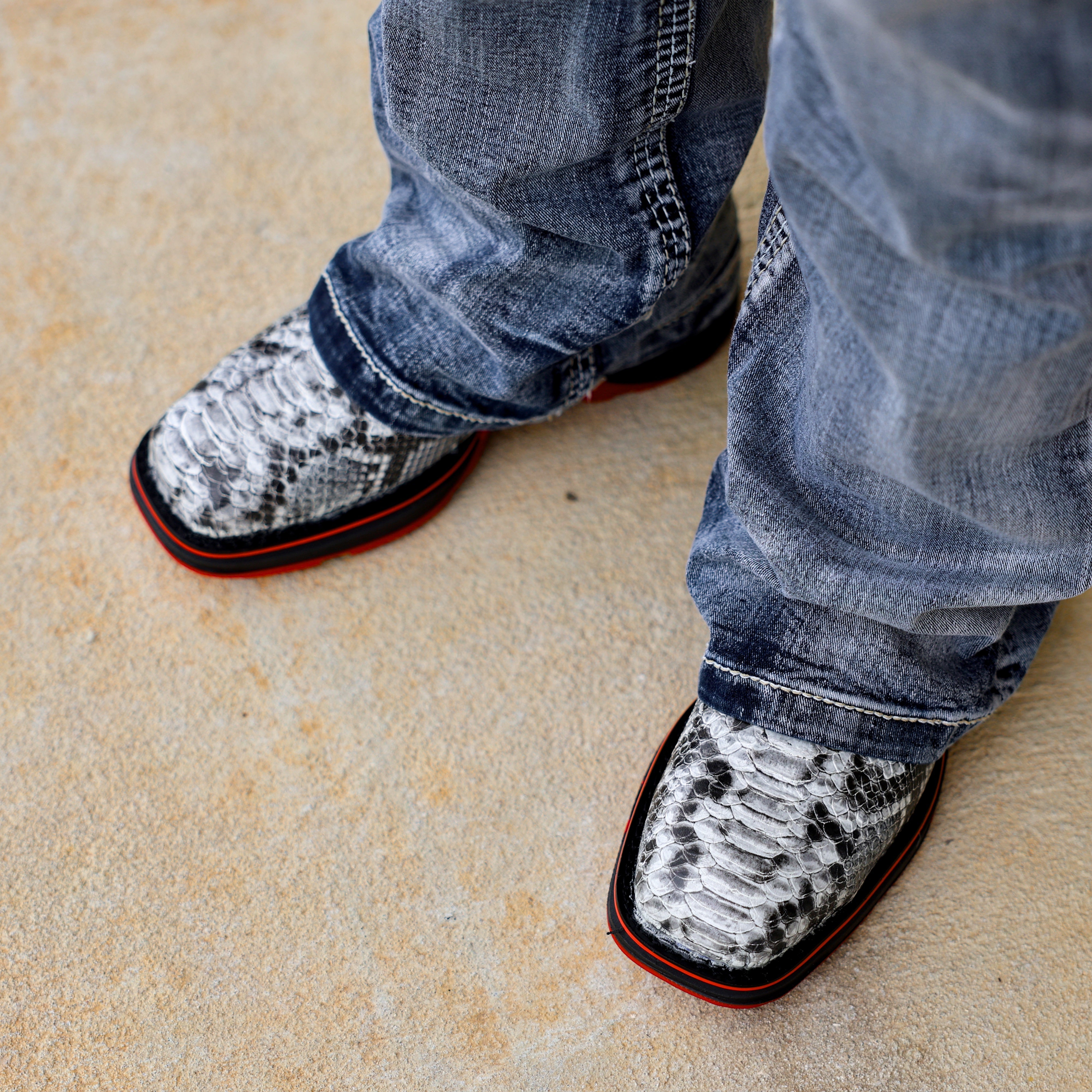 Natural Python Leather Boots With 3D Lightweight Sole - Composite Toe