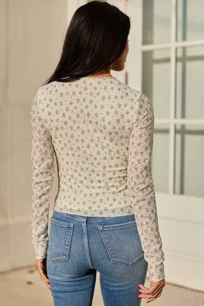Ellie White Floral V-Neck Top