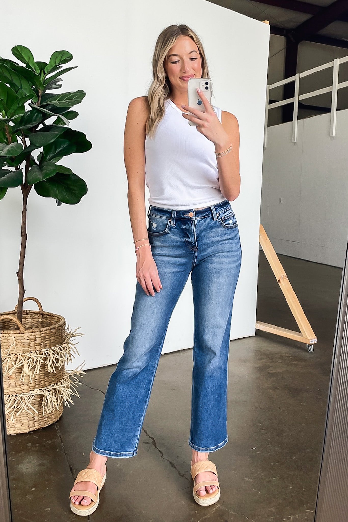 Tummy Control High Rise Ankle Straight Jeans