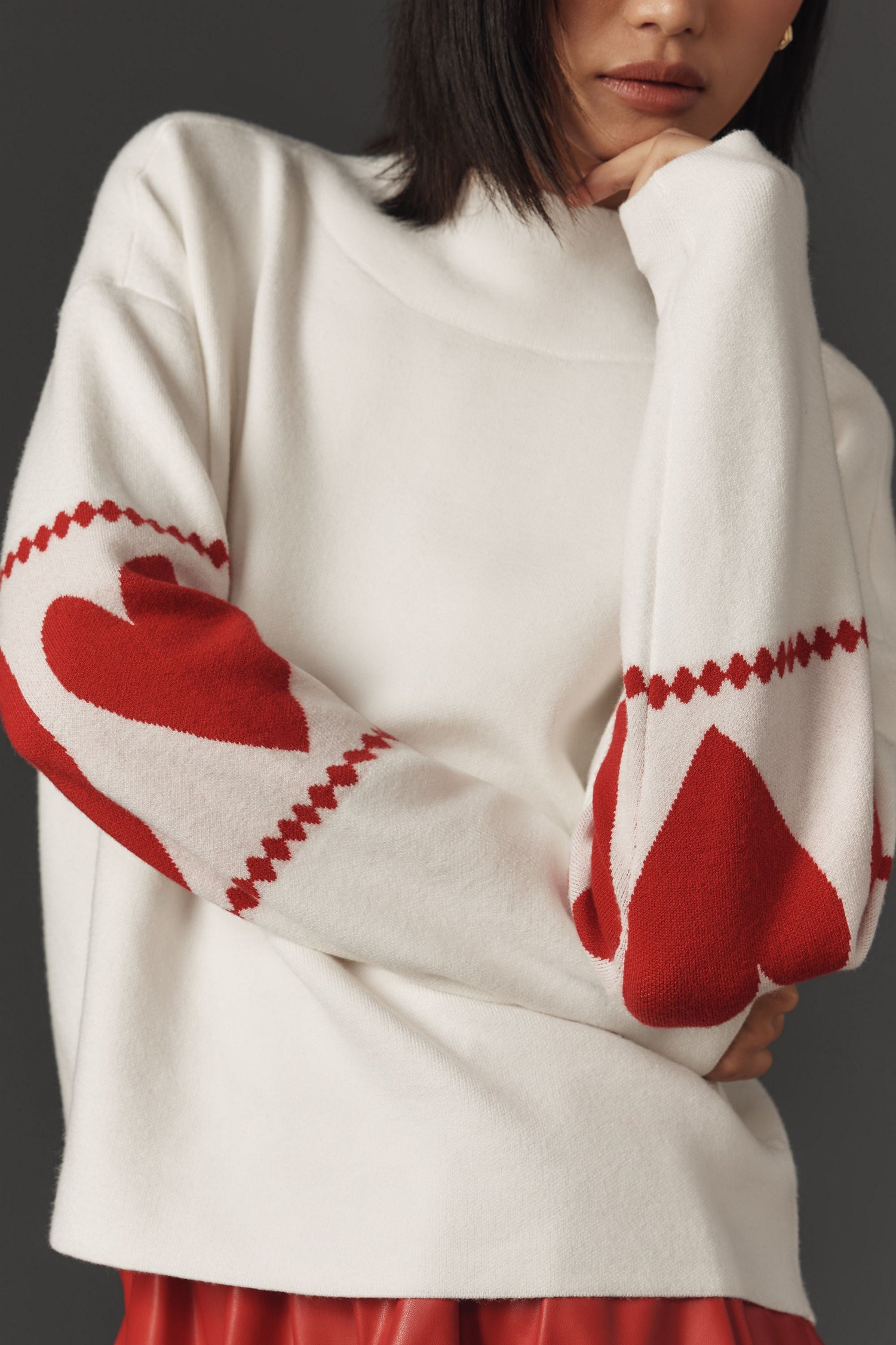 Crimson Mock Neck Sweater