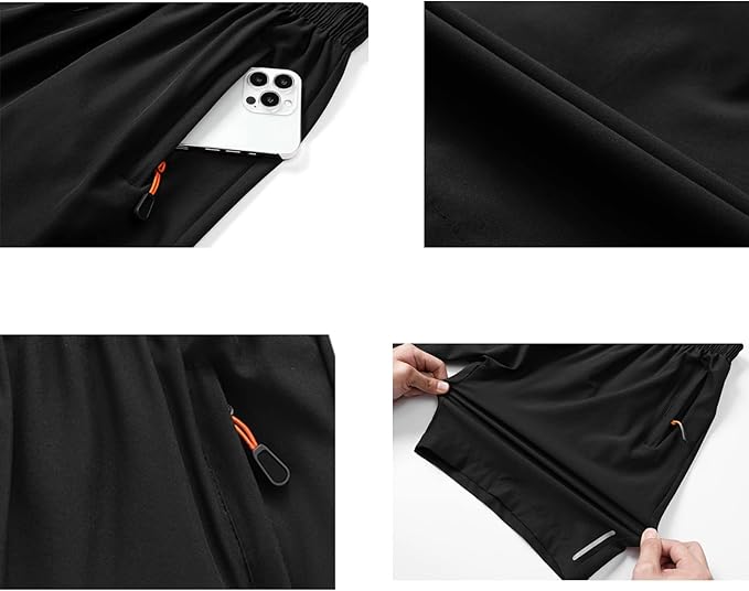 Men's Breathable 3/4-Length Cargo Shorts with Zipper Pockets