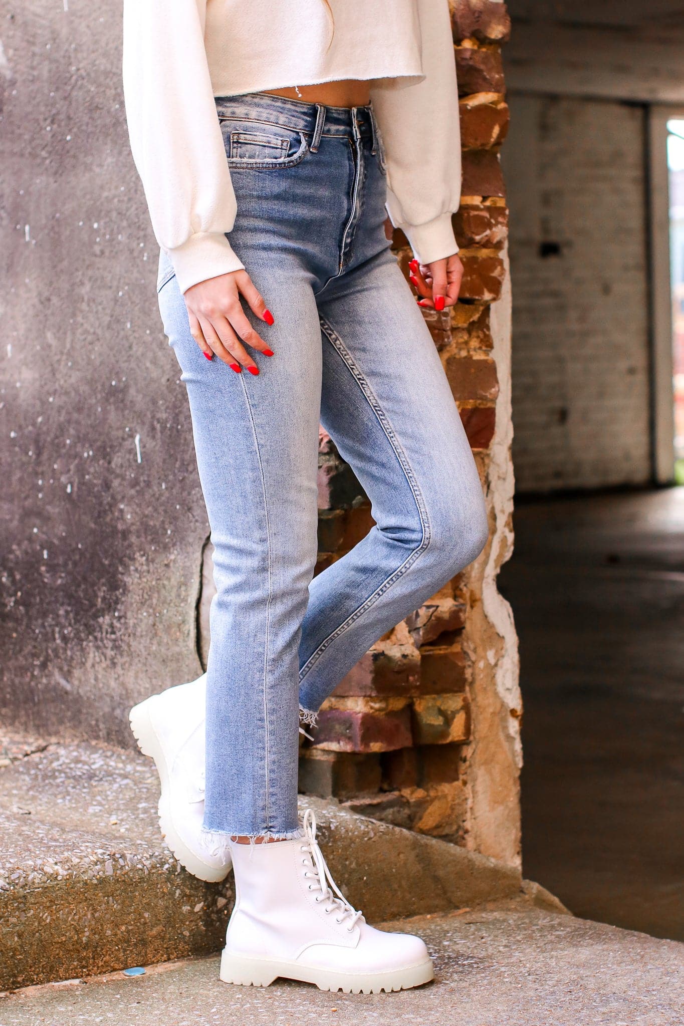 Faux Leather Combat Boots