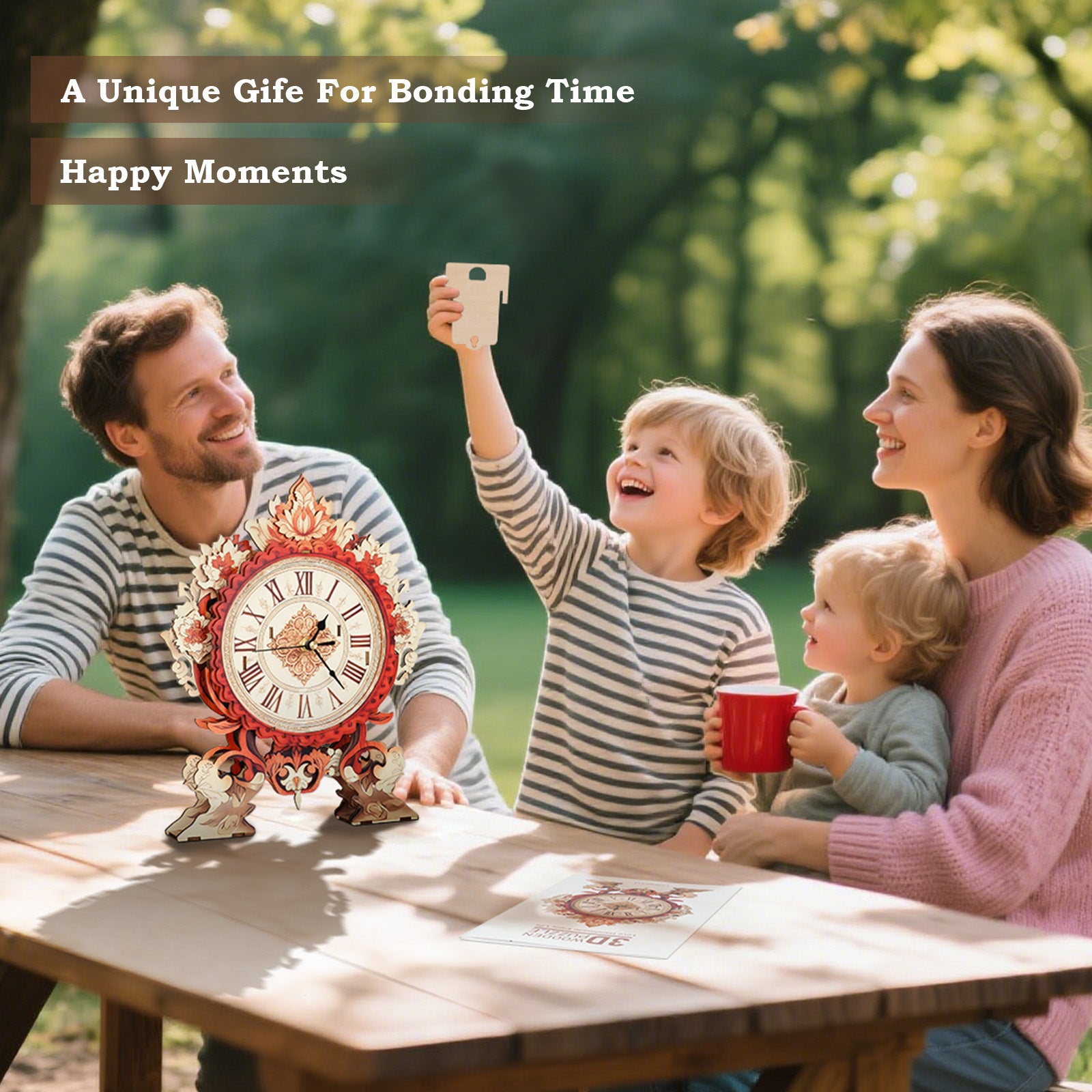 Fire Flame Flowerâ€“ DIY Wooden Clock, 3D Puzzle Craft Kit