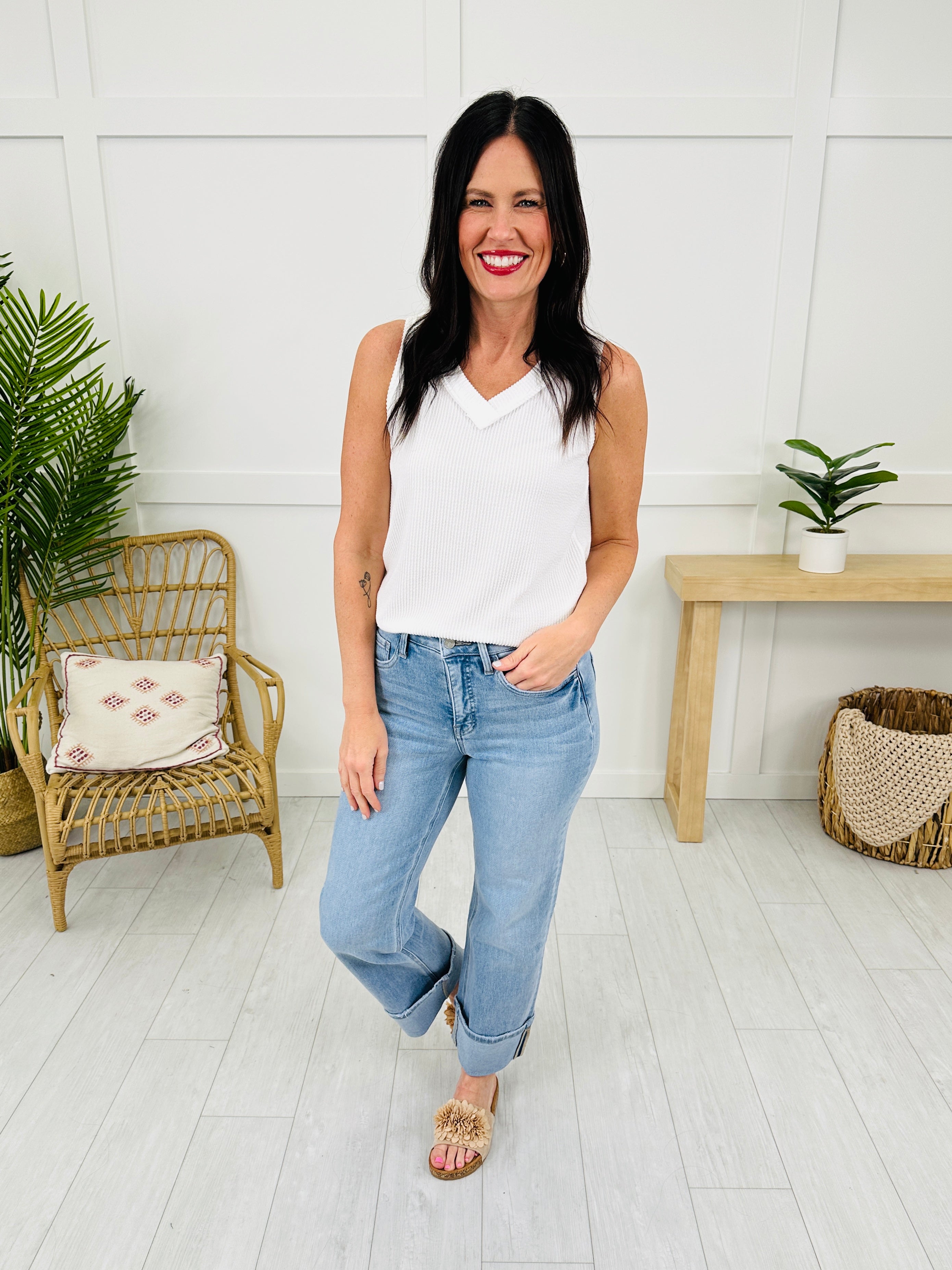 New Love Tummy Control Slim Wide Leg Jeans