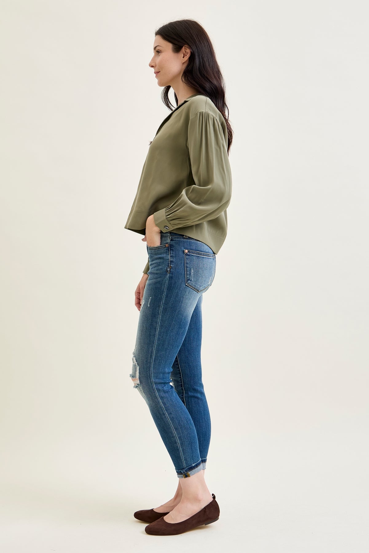 Angie Relaxed Fit Distressed Jeans