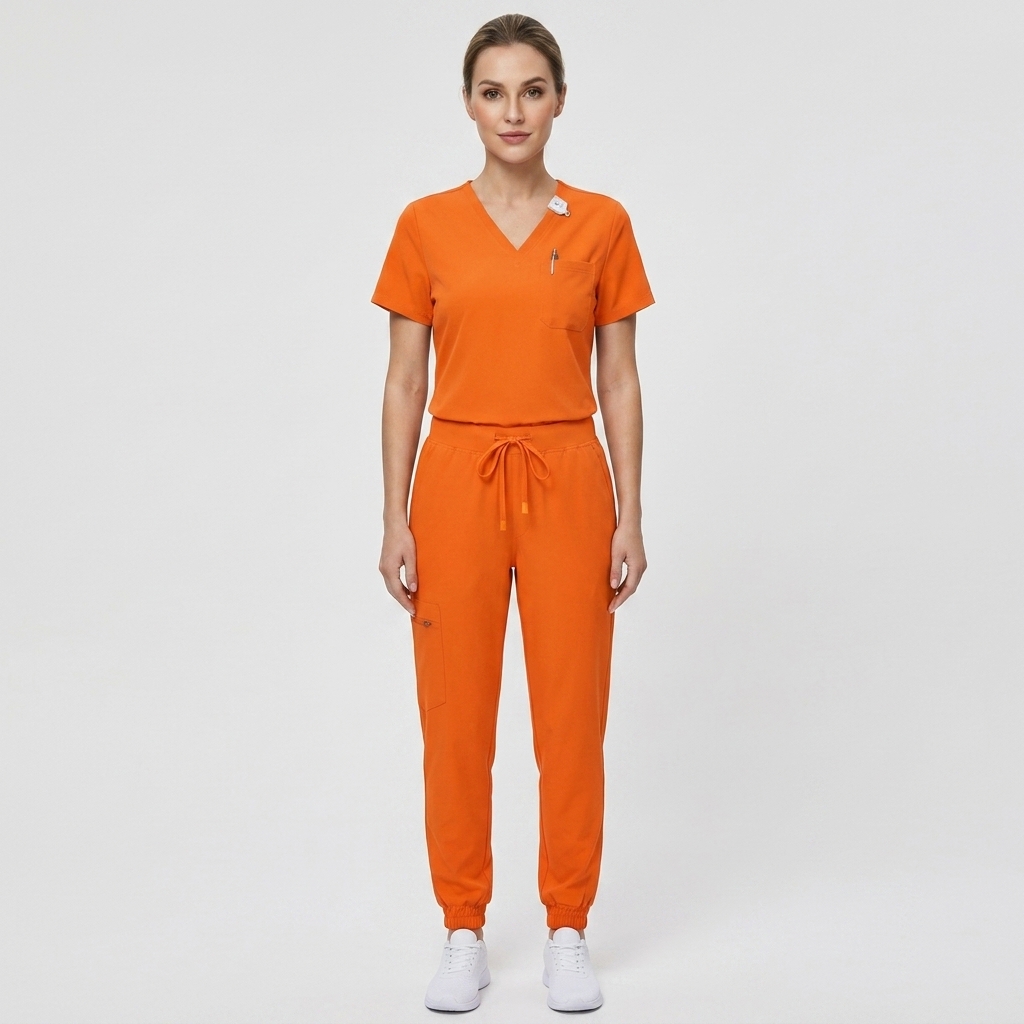 Medical Scrubs for Women Clara Air Set - Curved V-Neck Scrub Top & Jogger Pants with 8 Pockets