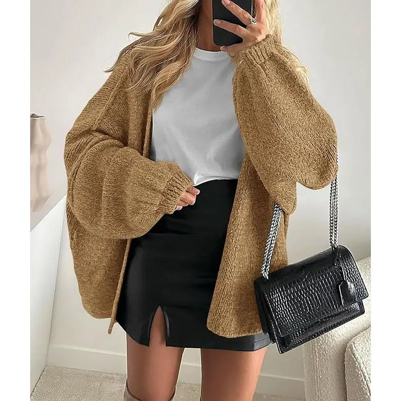 Women's Oversized Camel Cardigan