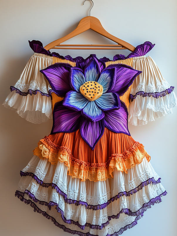 Summer Vacation Rainbow Lace Ruffle Dress ca3d