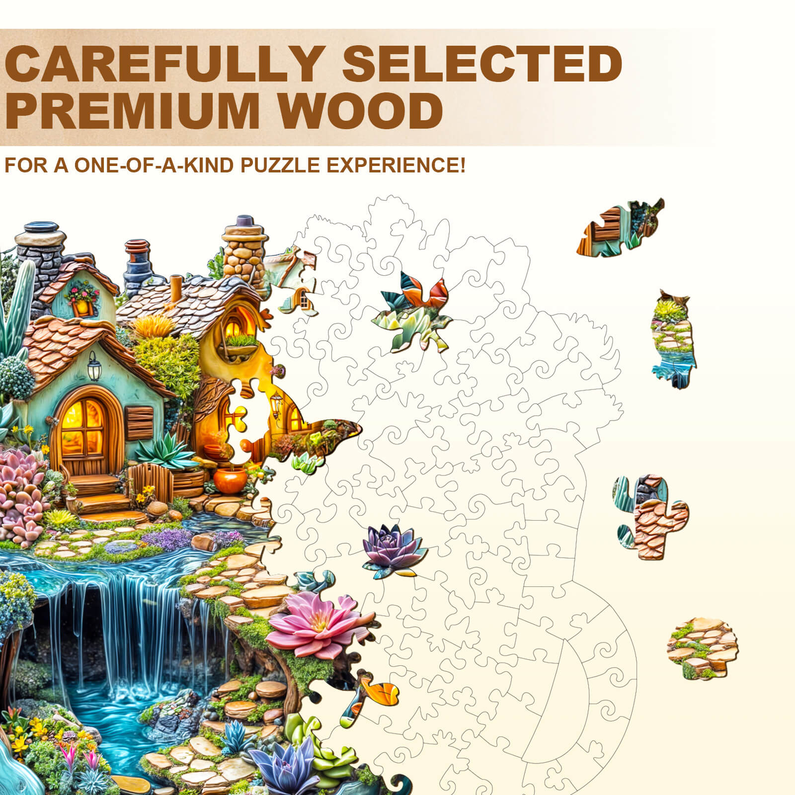 Succulent Mug Wooden Jigsaw Puzzle