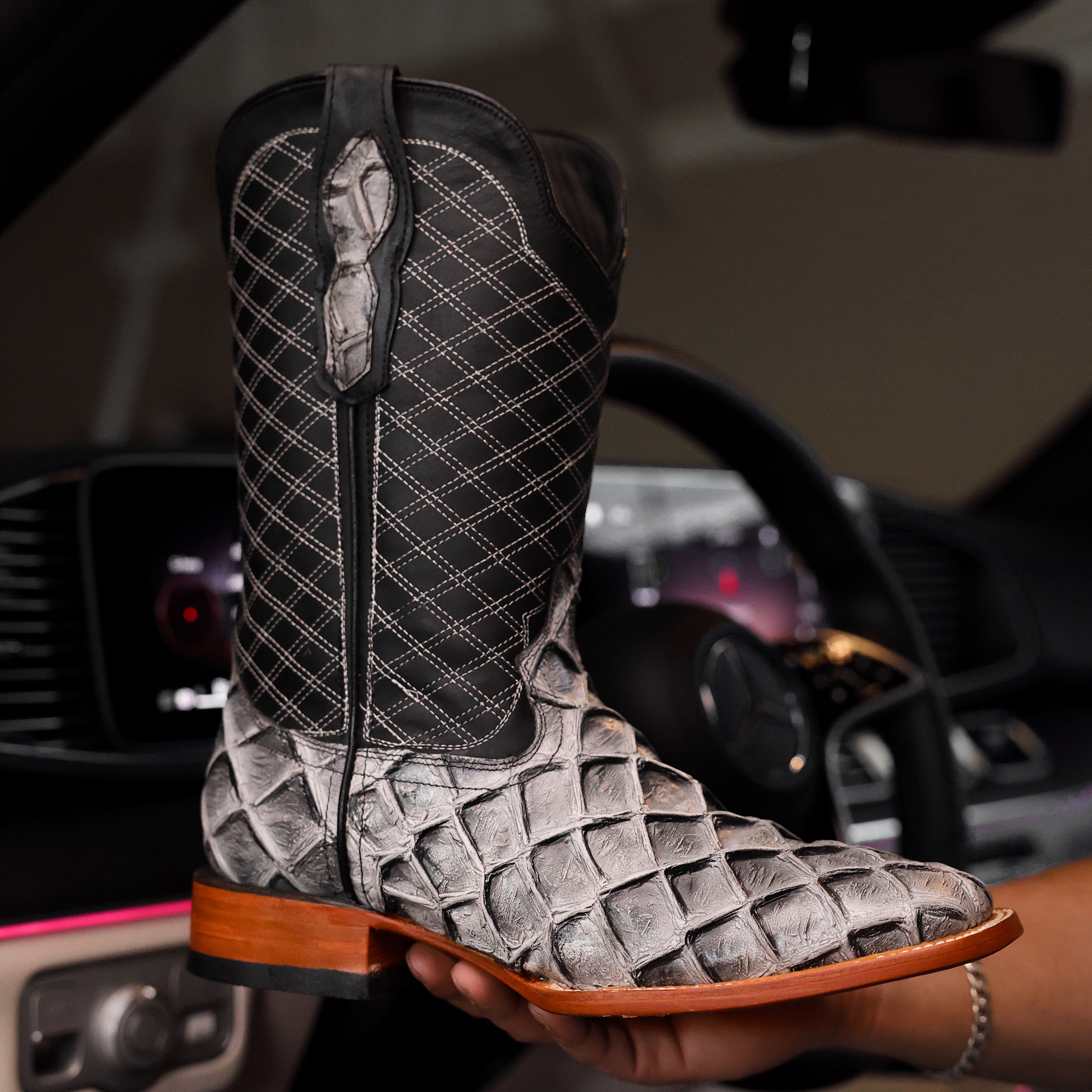 Eclipse Pirarucu Leather Boots - Square Toe