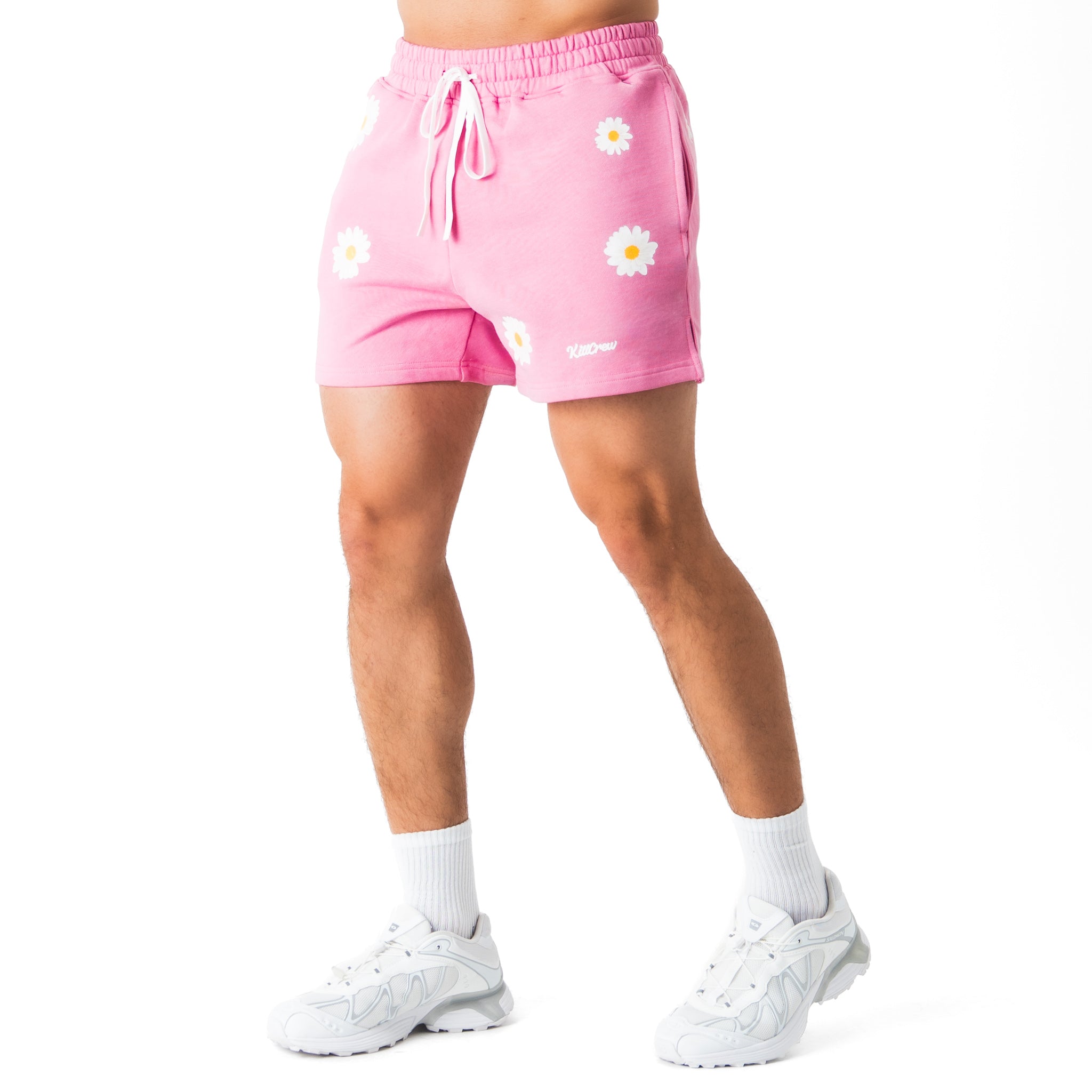COTTON SHORTS (MID THIGH CUT) DAISY - PINK
