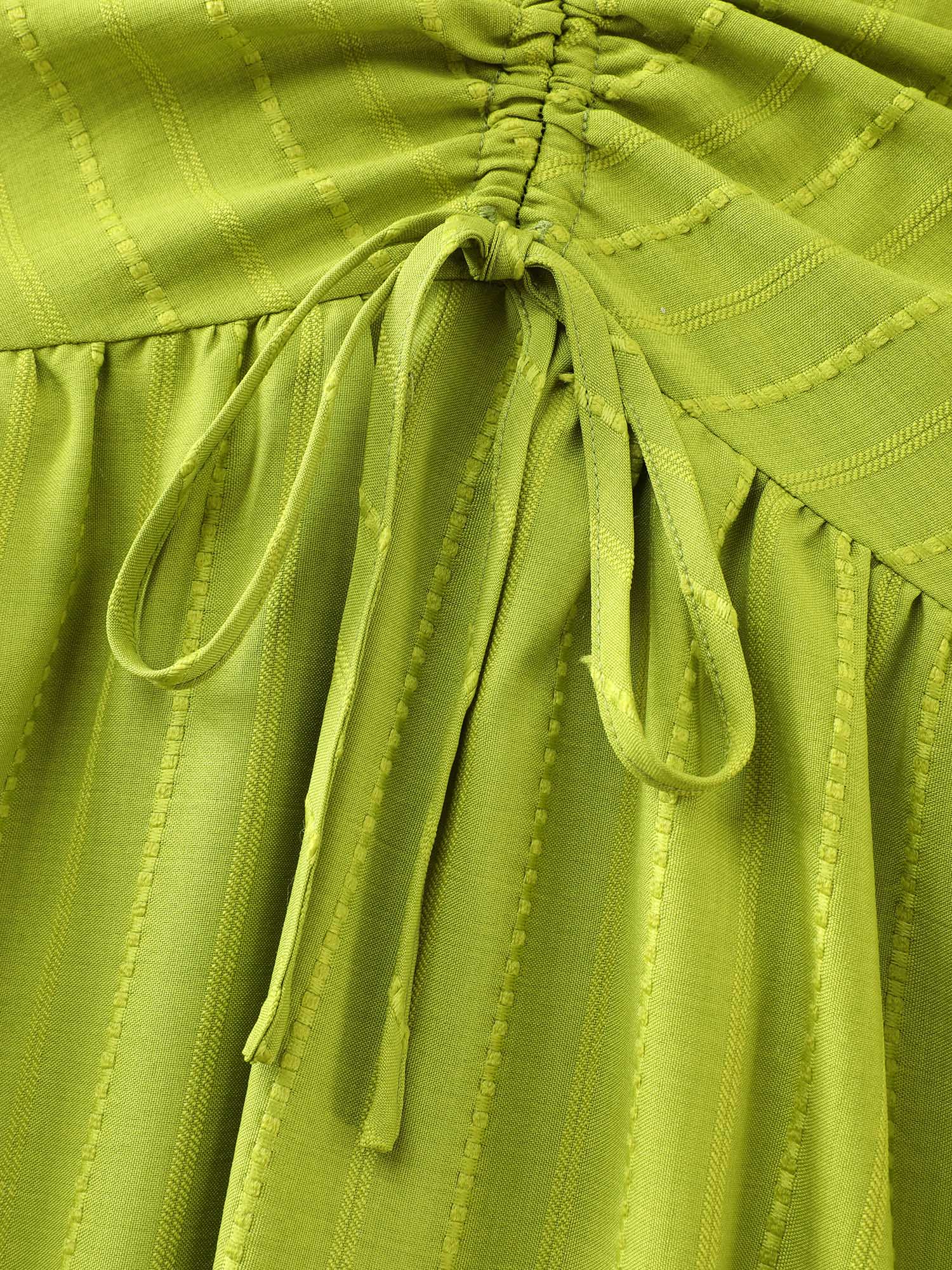 Ruched Bodice Embroidered Cut Out Midi Dress