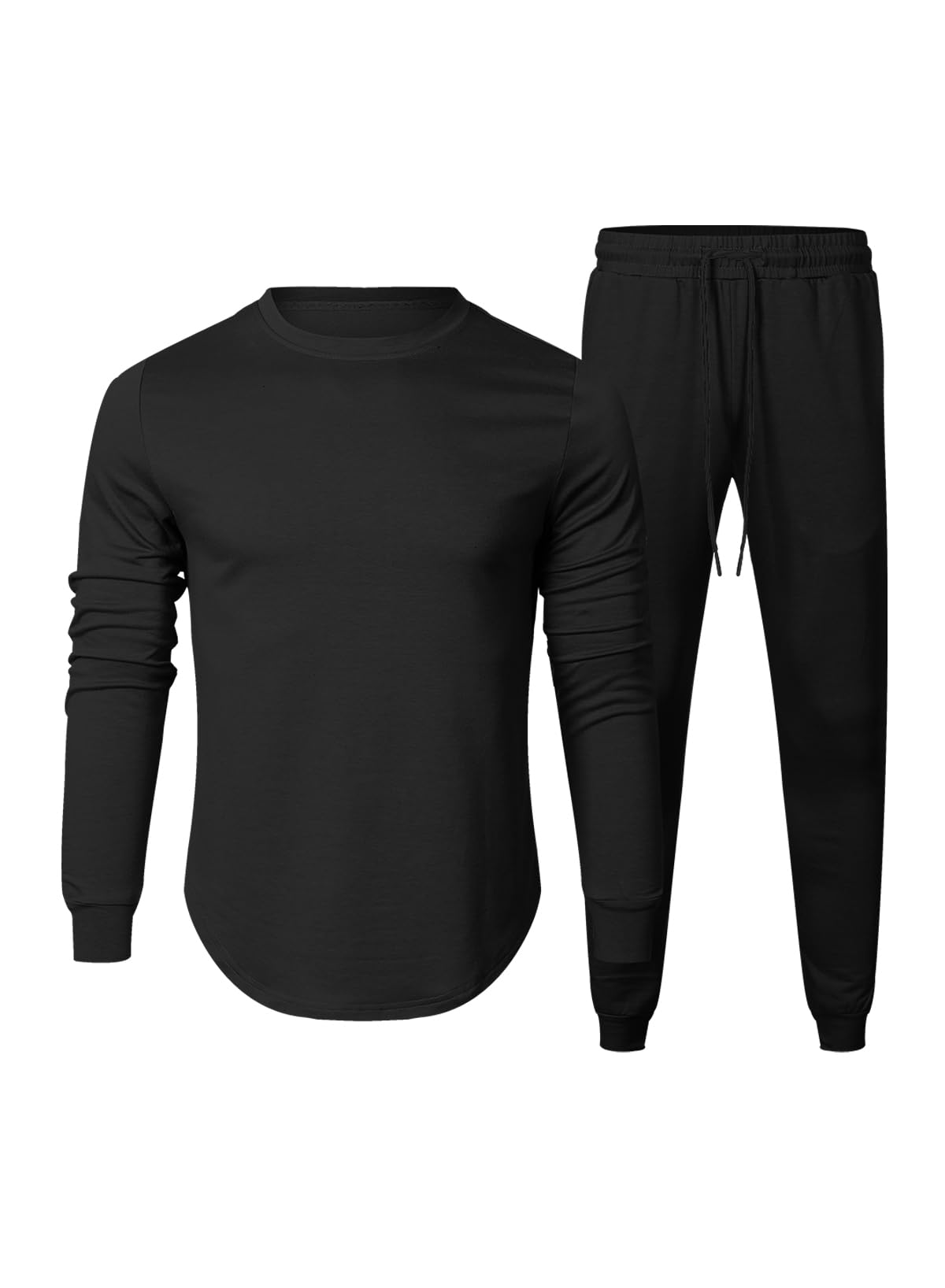Men's 2 Piece Outfits Solid Color Cotton Pullover Sweatshirt Tracksuit & Joggers Sweatpants Sweatsuit Set
