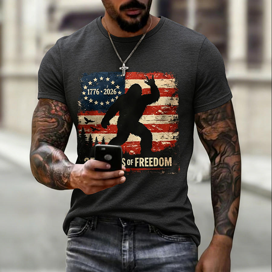 Men'S Casual American Founding Celebration Personalized Printed Round Neck T-Shirt