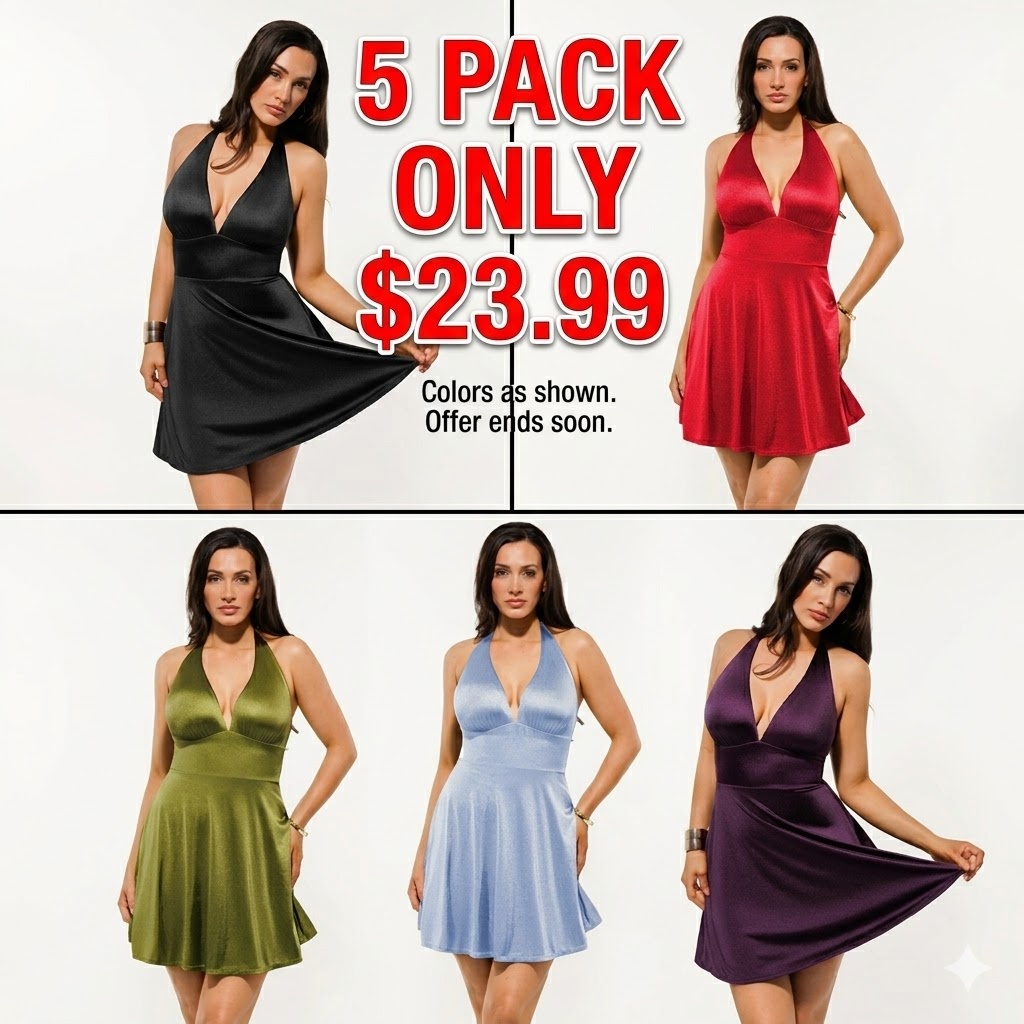 Women's Satin Halter Neck Dress
