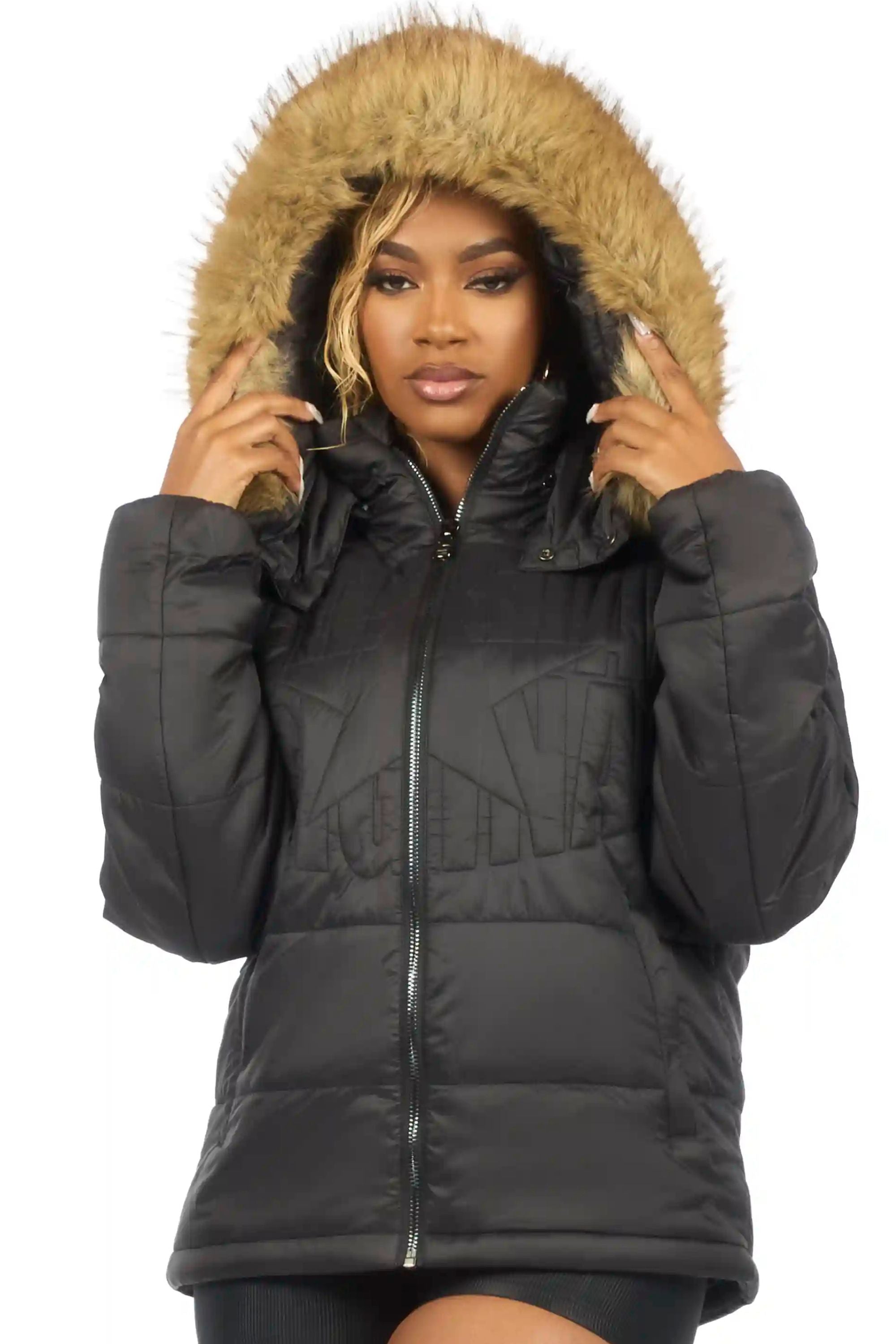 Marlona Black Oversized Puffer Jacket